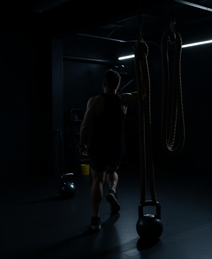 Treino funcional com kettlebell e cordas